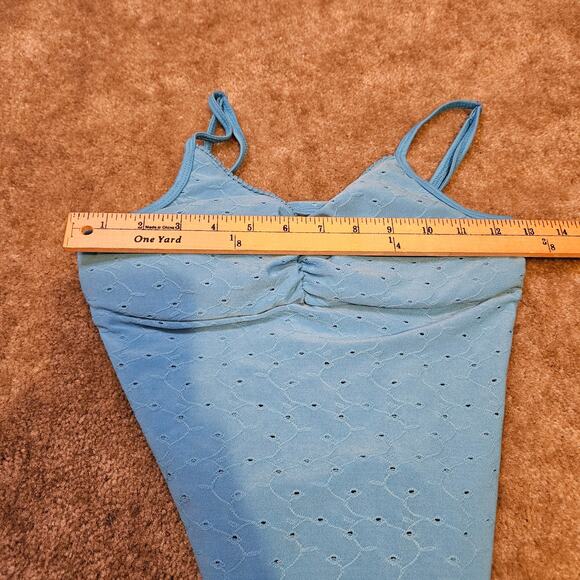 Eye Candy Body Suit Light Blue Eyelet Soft Built in Pads Size Small Polyester - Picture 9 of 9